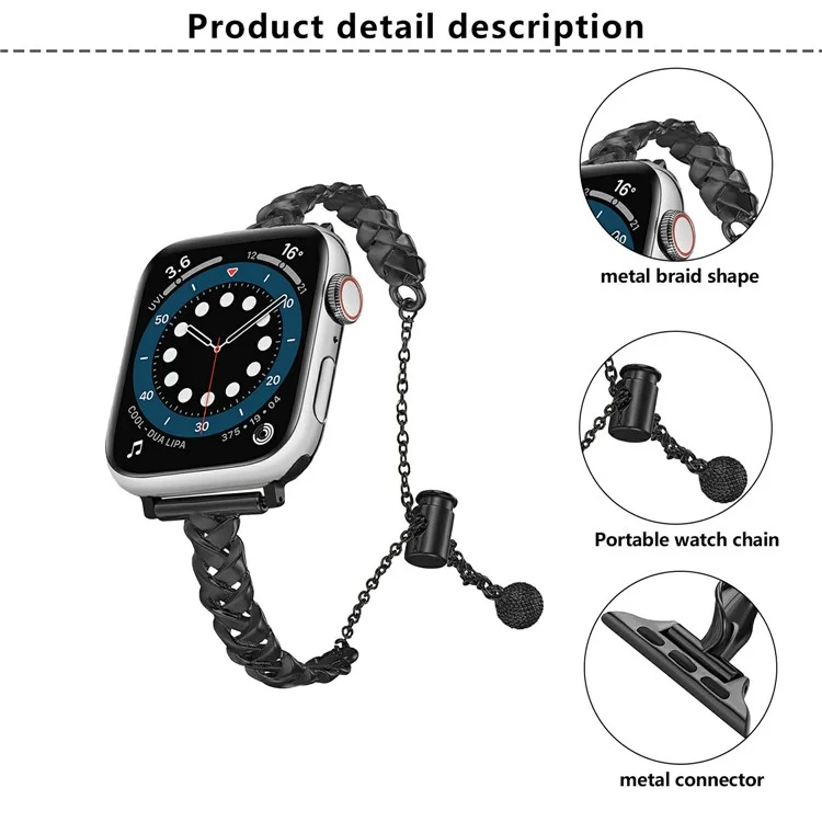 KALEBOL X-Formband für Apple Watch Series 10 Ultra 9 8 7 SE 6 5 4 3 2 1 46 mm 49 mm 45 mm 44 mm 42 mm, Zinklegierung, glänzend - Schwarz