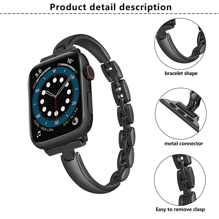 Браслет для часов KALEBOL для Apple Watch Series 10 9 8 7 SE 6 5 4 3 2 1 42 мм 41 мм 40 мм 38 мм, сплав цинка - черный