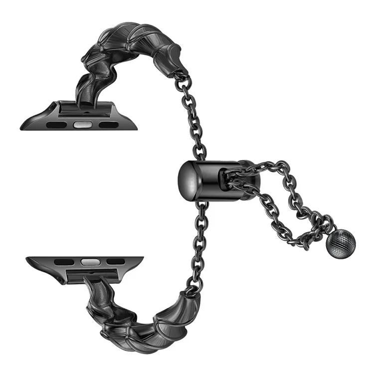 KALEBOL Armband aus Zinklegierung für Apple Watch Series 10 9 8 7 SE 6 5 4 3 2 1 42mm 41mm 40mm 38mm, wellenförmiger Bandstil - Schwarz