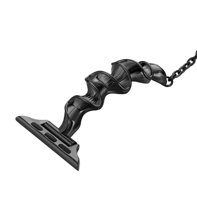 KALEBOL Armband aus Zinklegierung für Apple Watch Series 10 Ultra 9 8 7 SE 6 5 4 3 2 1 46mm 49mm 45mm 44mm 42mm, Wellenbandstil - Schwarz