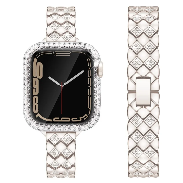 KALEBOL Diamond Shape Watch Band for Apple Watch Series 10 9 8 7 SE 6 5 4 3 2 1 42mm 41mm 40mm 38mm Rhinestone Zinc Alloy Strap - Starlight