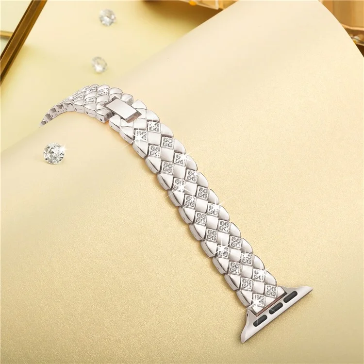 KALEBOL Diamond Shape Watch Band for Apple Watch Series 10 9 8 7 SE 6 5 4 3 2 1 42mm 41mm 40mm 38mm Rhinestone Zinc Alloy Strap - Starlight