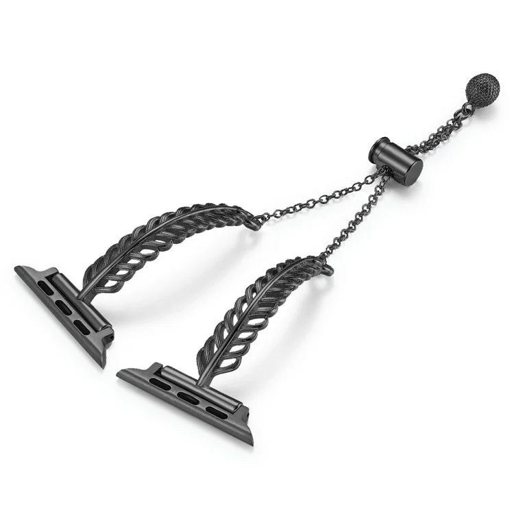 Pulseira de relógio com formato de pena KALEBOL para Apple Watch Series 10 Ultra 9 8 7 SE 6 5 4 3 2 1 46mm 49mm 45mm 44mm 42mm - Preto
