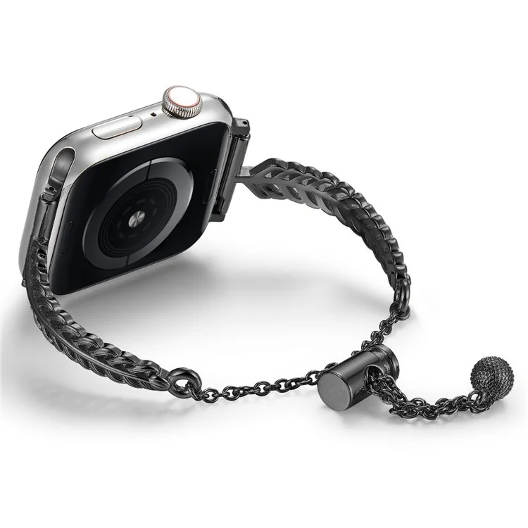 Pulseira de relógio com formato de pena KALEBOL para Apple Watch Series 10 Ultra 9 8 7 SE 6 5 4 3 2 1 46mm 49mm 45mm 44mm 42mm - Preto