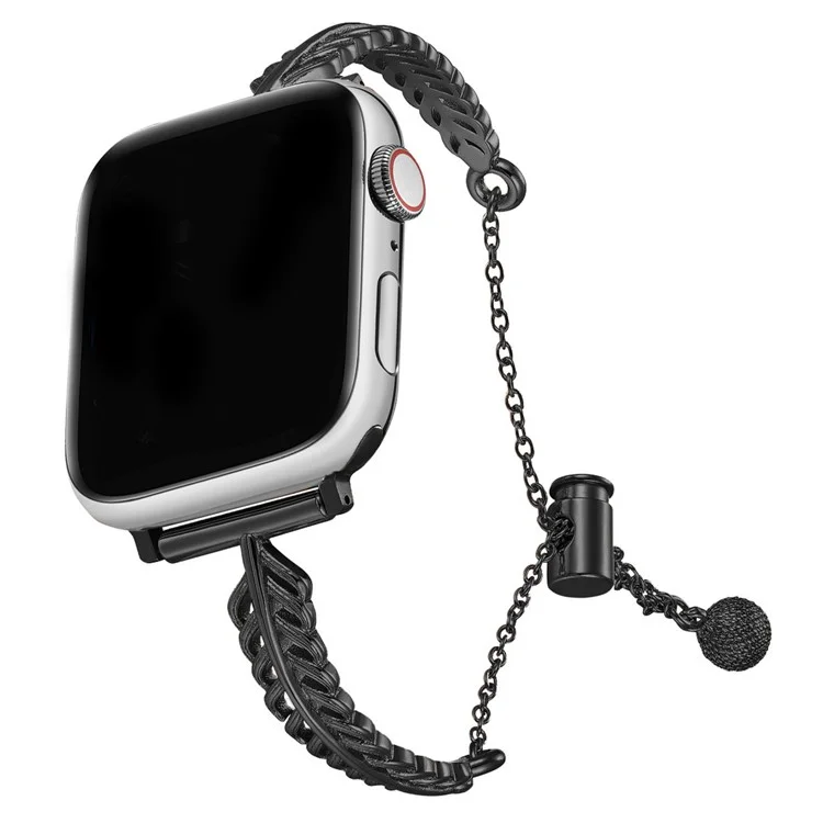 Pulseira de relógio com formato de pena KALEBOL para Apple Watch Series 10 Ultra 9 8 7 SE 6 5 4 3 2 1 46mm 49mm 45mm 44mm 42mm - Preto