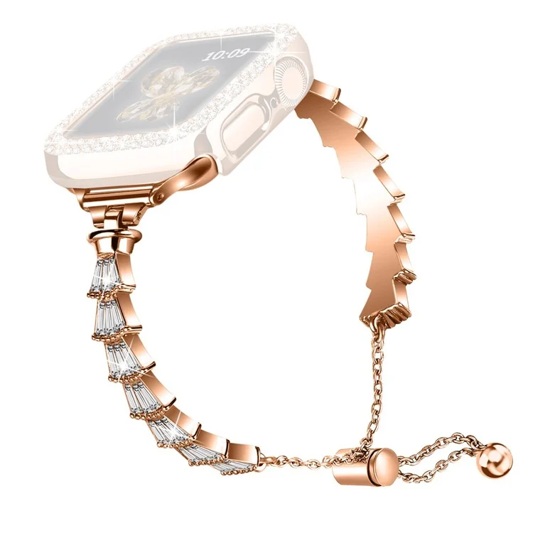 Cinturino in metallo con diamanti KALEBOL Crown per Apple Watch Series 10 9 8 7 SE 6 5 4 3 2 1 da 42mm, 41mm, 40mm, 38mm, in lega di zinco - Oro rosa