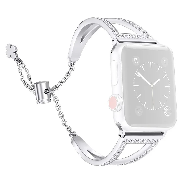 KALEBOL V-förmiges Uhrenarmband für Apple Watch Series 10 Ultra 9 8 7 SE 6 5 4 3 2 1 46mm 49mm 45mm 44mm 42mm Strass-Zinklegierung - Silber
