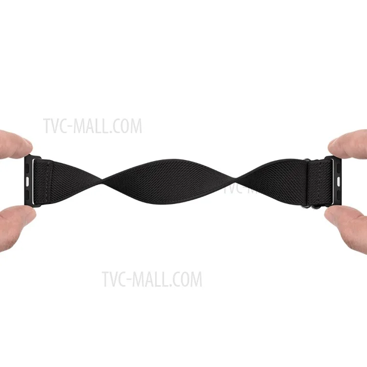 Регулируемый тканый полиэстеровый ремешок для часов, совместимый с Apple Watch Series 10, 9, 8, 7, SE, 6, 5, 4, 3, 2, 1 - 42мм, 41мм, 40мм, 38мм - Черный
