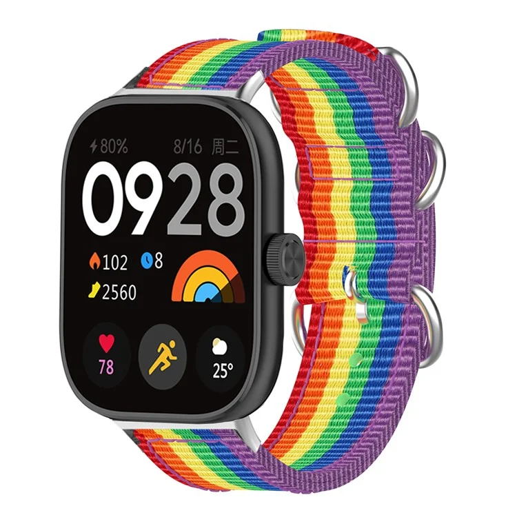 Correa de nailon para Xiaomi Smart Band 9 Pro / 8 Pro / Redmi Watch 5 eSIM / 5 / 4 Banda de reloj de tres anillos con conector metálico - Multicolor