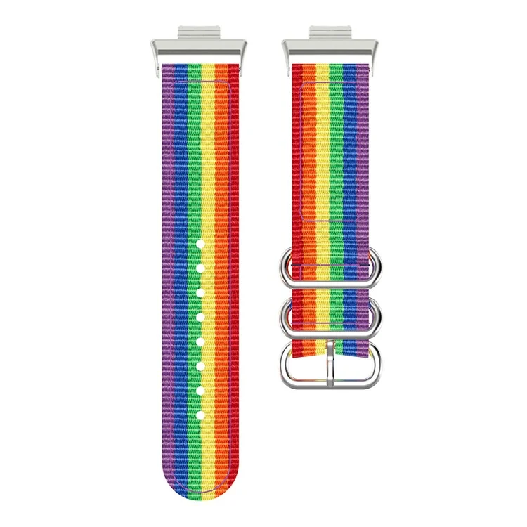 Correa de nailon para Xiaomi Smart Band 9 Pro / 8 Pro / Redmi Watch 5 eSIM / 5 / 4 Banda de reloj de tres anillos con conector metálico - Multicolor