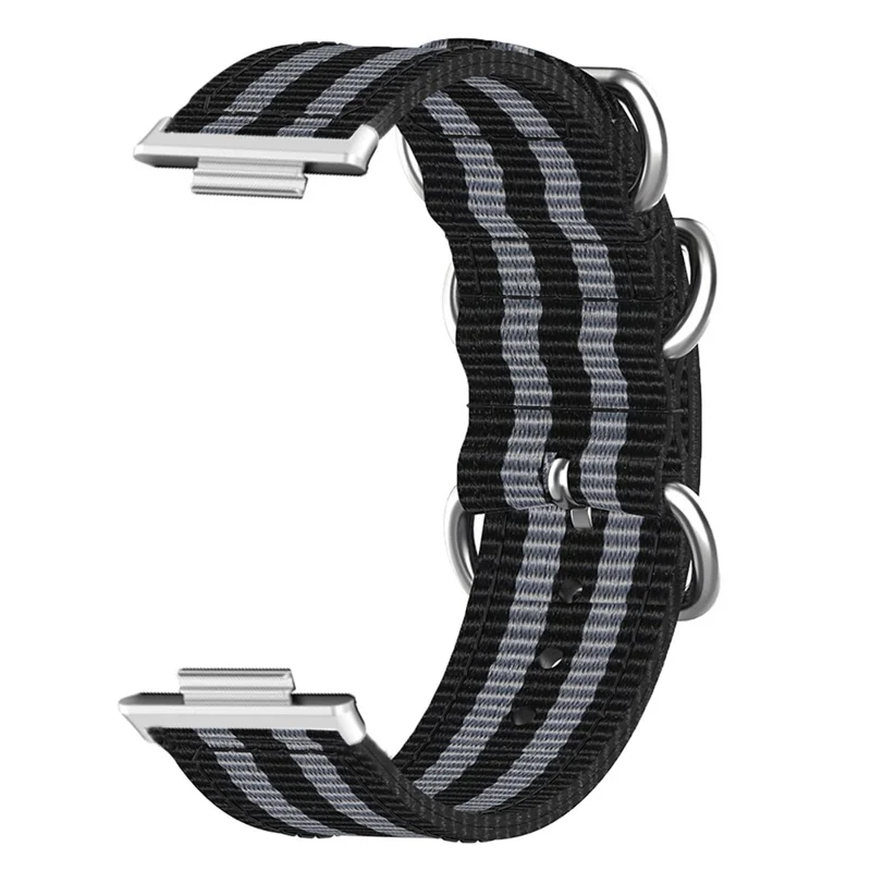 Nylon Strap for Xiaomi Smart Band 9 Pro / 8 Pro / Redmi Watch 5 eSIM / 5 / 4 Three Ring Watch Band with Metal Connector - Black / Grey
