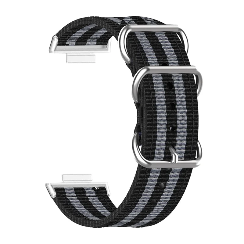 Nylon Strap for Xiaomi Smart Band 9 Pro / 8 Pro / Redmi Watch 5 eSIM / 5 / 4 Three Ring Watch Band with Metal Connector - Black / Grey