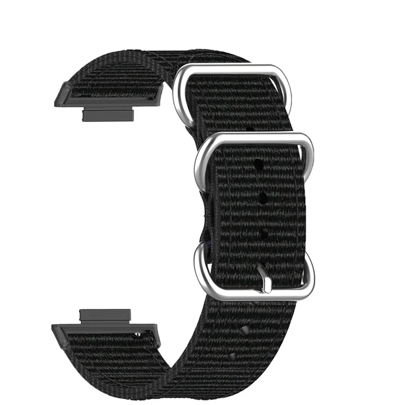 Bracelet en nylon pour Xiaomi Smart Band 9 Pro / 8 Pro / Redmi Watch 5 eSIM / 5 / 4 Bracelet de montre à trois anneaux avec connecteur en métal - Noir