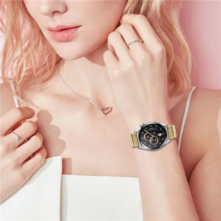 Для Huawei Watch Buds Watch Band Alloy Metal Rhinestones Decor Strap with Butterfly Clasp - Золотой
