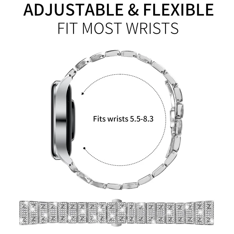 For Huawei Watch GT 2 Pro Watch Band Alloy Metal Rhinestones Decor Strap with Butterfly Clasp - Silver