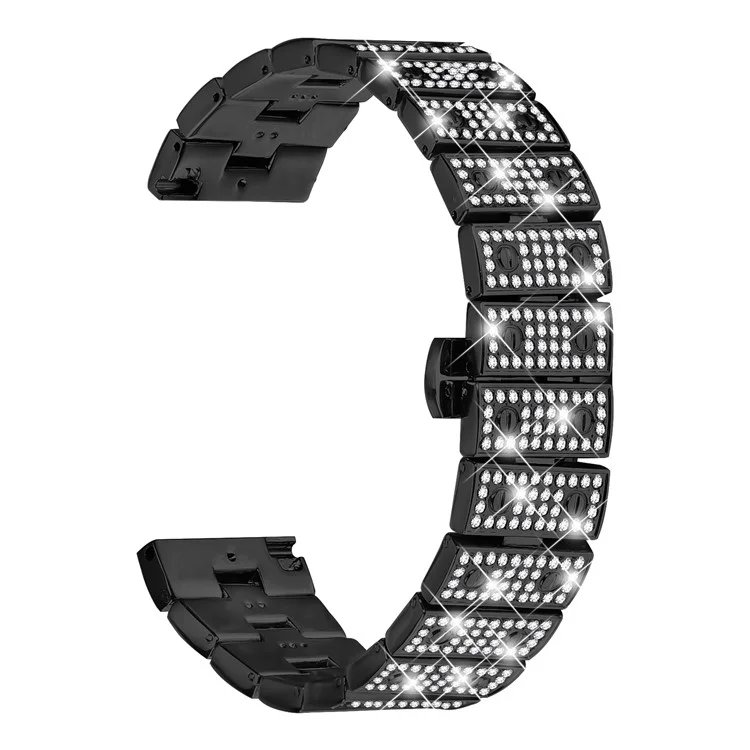 Для чести MagicWatch 2 46 мм ремешок для часов из сплава металла с декором из страз и застежкой-бабочкой - черный