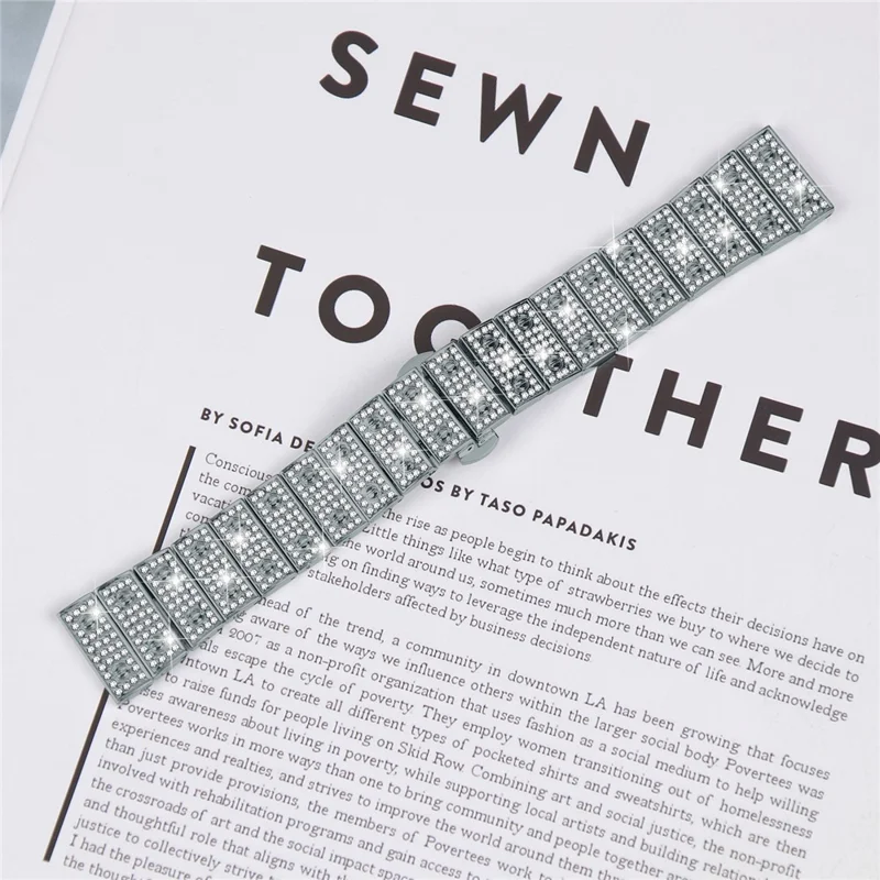 For Honor Watch Magic Band Alloy Metal Rhinestones Decor Watch Strap with Butterfly Clasp - Titanium