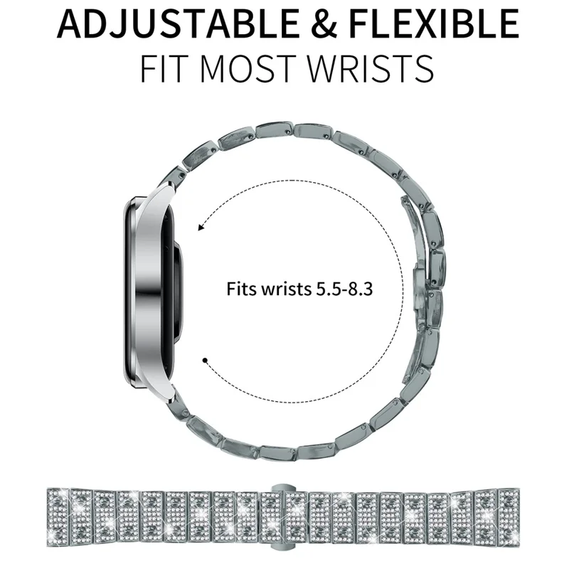 For Honor Watch Magic Band Alloy Metal Rhinestones Decor Watch Strap with Butterfly Clasp - Titanium