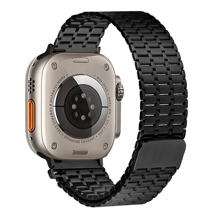 Compra al por mayor Banda magnética para Apple Watch Series 10 Ultra 9 8 7 SE 6 5 4 3 2 1 46mm 49mm 45mm 44mm, Correa de reloj de metal con 7 cuentas - Negro