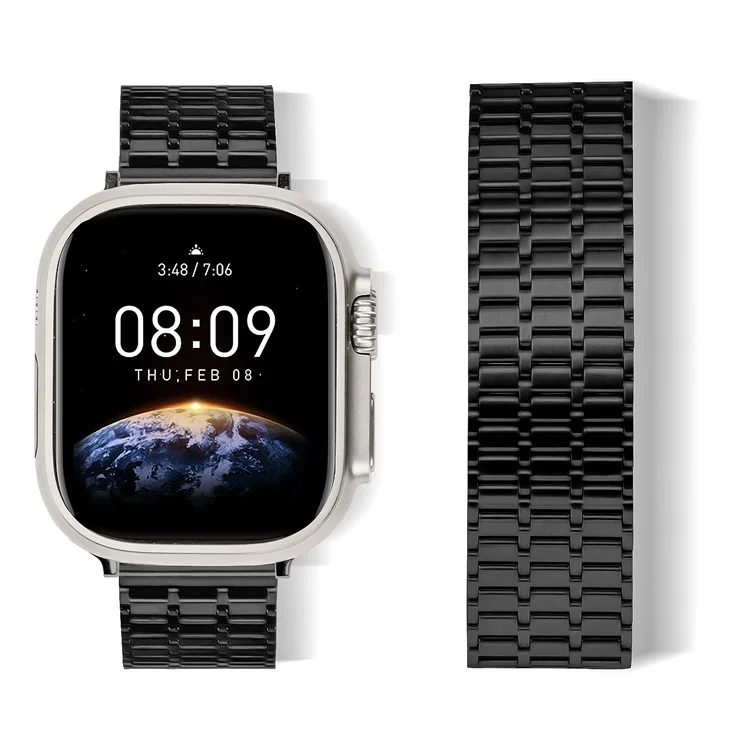 Compra al por mayor Banda magnética para Apple Watch Series 10 Ultra 9 8 7 SE 6 5 4 3 2 1 46mm 49mm 45mm 44mm, Correa de reloj de metal con 7 cuentas - Negro