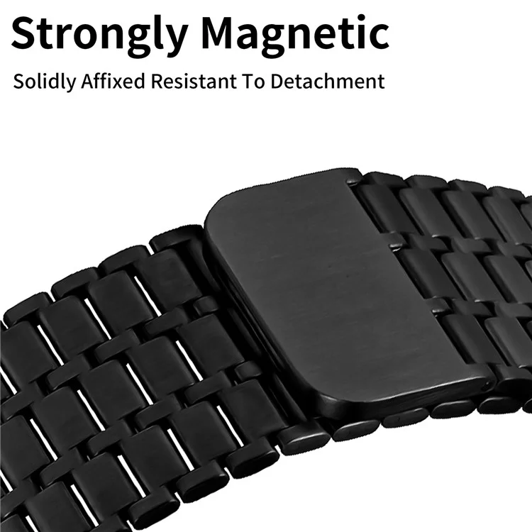 Compra al por mayor Banda magnética para Apple Watch Series 10 Ultra 9 8 7 SE 6 5 4 3 2 1 46mm 49mm 45mm 44mm, Correa de reloj de metal con 7 cuentas - Negro