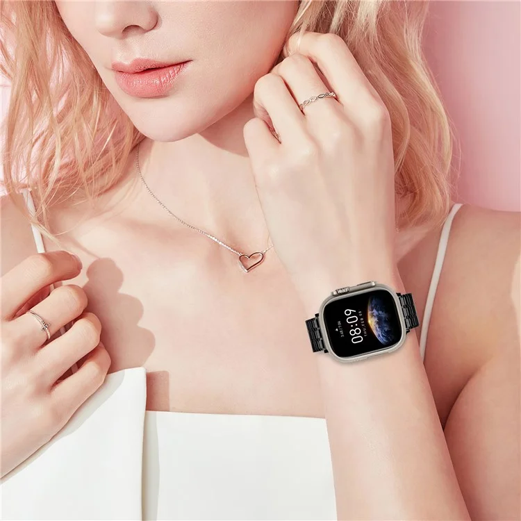 Compra al por mayor Banda magnética para Apple Watch Series 10 Ultra 9 8 7 SE 6 5 4 3 2 1 46mm 49mm 45mm 44mm, Correa de reloj de metal con 7 cuentas - Negro