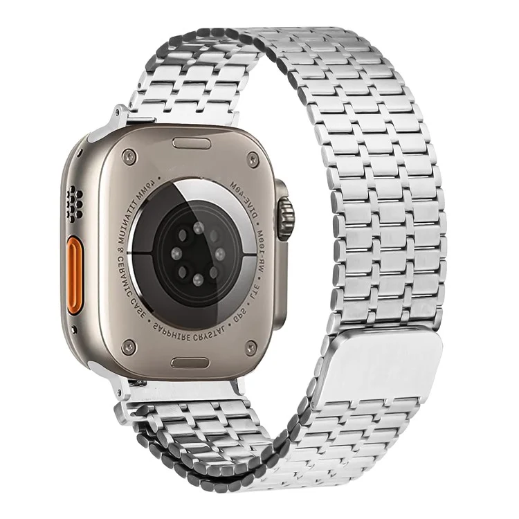 Banda de reloj magnética para compra al por mayor para Apple Watch Series 10 9 8 7 SE 6 5 4 3 2 1 de 42mm, 41mm, 40mm, 38mm, correa de acero inoxidable con 7 cuentas.