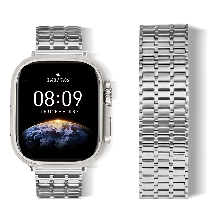 Banda de reloj magnética para compra al por mayor para Apple Watch Series 10 9 8 7 SE 6 5 4 3 2 1 de 42mm, 41mm, 40mm, 38mm, correa de acero inoxidable con 7 cuentas.