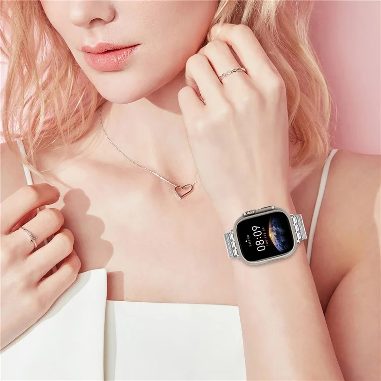 Banda de reloj magnética para compra al por mayor para Apple Watch Series 10 9 8 7 SE 6 5 4 3 2 1 de 42mm, 41mm, 40mm, 38mm, correa de acero inoxidable con 7 cuentas.