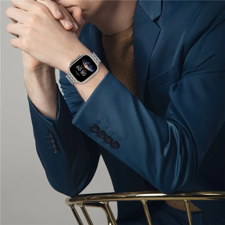 Banda de reloj magnética para compra al por mayor para Apple Watch Series 10 9 8 7 SE 6 5 4 3 2 1 de 42mm, 41mm, 40mm, 38mm, correa de acero inoxidable con 7 cuentas.
