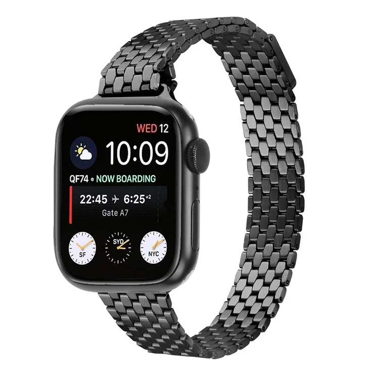 Correa de metal negro para Apple Watch Series 10 9 8 7 SE 6 5 4 3 2 1 de 42 mm, 41 mm, 40 mm y 38 mm, con hebilla magnética (compra a granel)