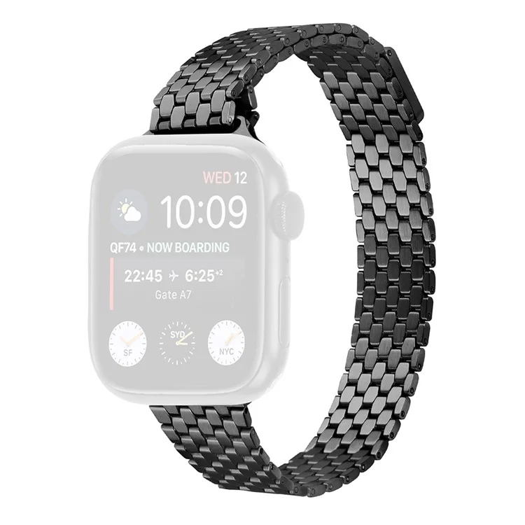 Correa de metal negro para Apple Watch Series 10 9 8 7 SE 6 5 4 3 2 1 de 42 mm, 41 mm, 40 mm y 38 mm, con hebilla magnética (compra a granel)