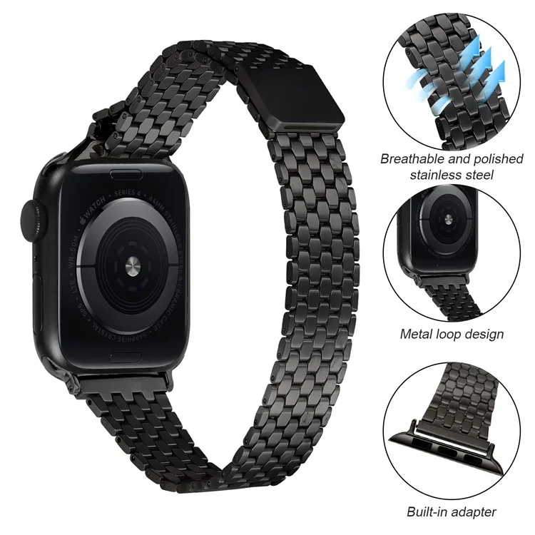 Correa de metal negro para Apple Watch Series 10 9 8 7 SE 6 5 4 3 2 1 de 42 mm, 41 mm, 40 mm y 38 mm, con hebilla magnética (compra a granel)