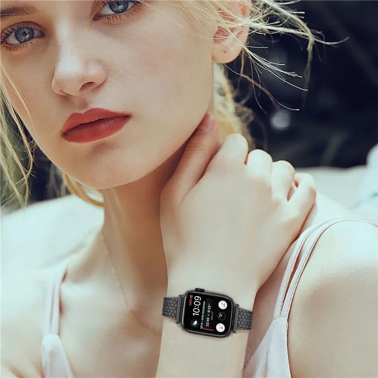 Correa de metal negro para Apple Watch Series 10 9 8 7 SE 6 5 4 3 2 1 de 42 mm, 41 mm, 40 mm y 38 mm, con hebilla magnética (compra a granel)