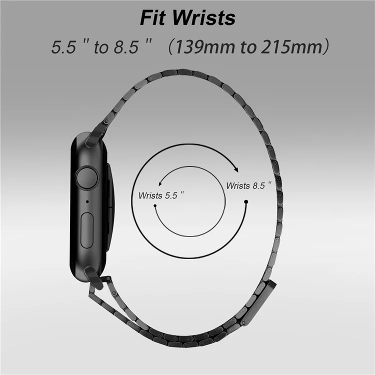 Correa de metal negro para Apple Watch Series 10 9 8 7 SE 6 5 4 3 2 1 de 42 mm, 41 mm, 40 mm y 38 mm, con hebilla magnética (compra a granel)