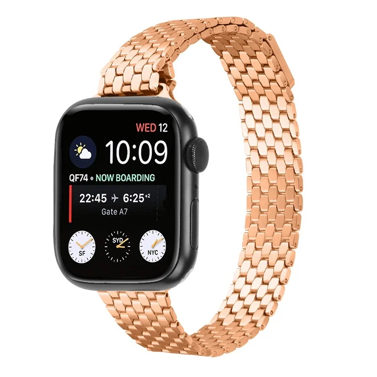 Bracelet de montre en métal à boucle magnétique en vrac pour Apple Watch Séries 10 9 8 7 SE 6 5 4 3 2 1 42 mm 41 mm 40 mm 38 mm - Or rose