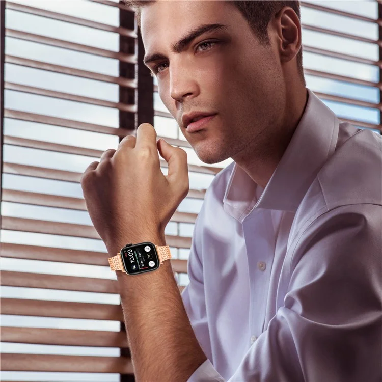 Bracelet de montre en métal à boucle magnétique en vrac pour Apple Watch Séries 10 9 8 7 SE 6 5 4 3 2 1 42 mm 41 mm 40 mm 38 mm - Or rose