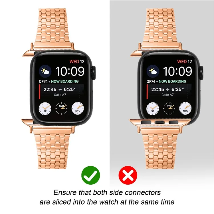 Bracelet de montre en métal à boucle magnétique en vrac pour Apple Watch Séries 10 9 8 7 SE 6 5 4 3 2 1 42 mm 41 mm 40 mm 38 mm - Or rose