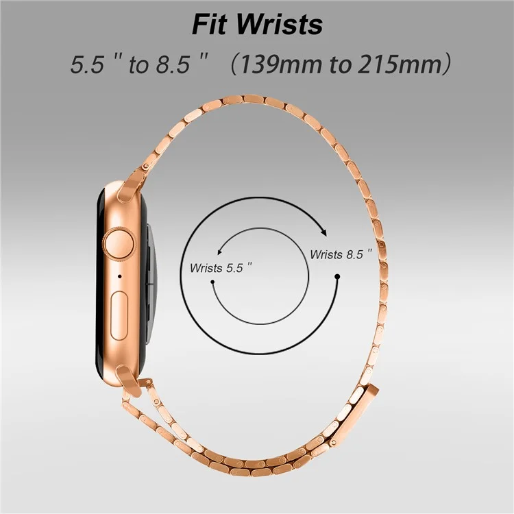 Bracelet de montre en métal à boucle magnétique en vrac pour Apple Watch Séries 10 9 8 7 SE 6 5 4 3 2 1 42 mm 41 mm 40 mm 38 mm - Or rose