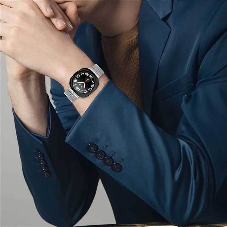 Cinturino per orologio per acquisti all'ingrosso per Samsung Galaxy Watch Ultra 47mm, in acciaio inossidabile argento, con fibbia a farfalla.
