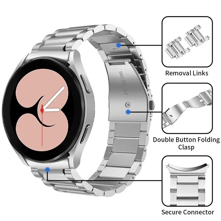Massenkauf Ersatz-Armband für Samsung Galaxy Watch4 Classic / Watch4 Active Metallarmband 3 Perlen - Silber