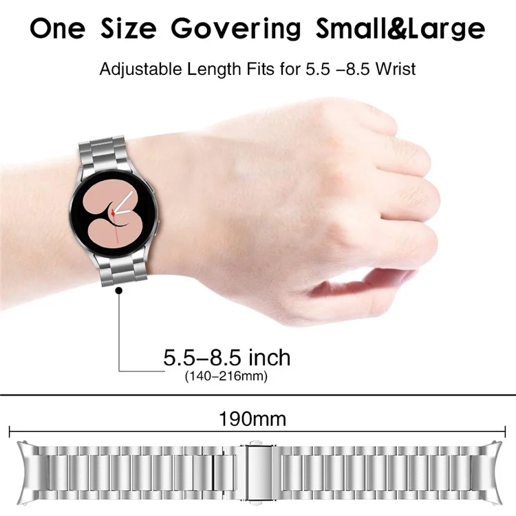 Massenkauf Ersatz-Armband für Samsung Galaxy Watch4 Classic / Watch4 Active Metallarmband 3 Perlen - Silber