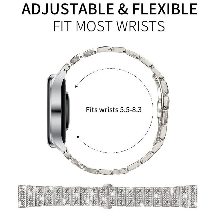 Для Xiaomi Watch S1 / S1 Active Band Alloy Metal Rhinestones Decor Watch Strap with Butterfly Clasp - Starlight