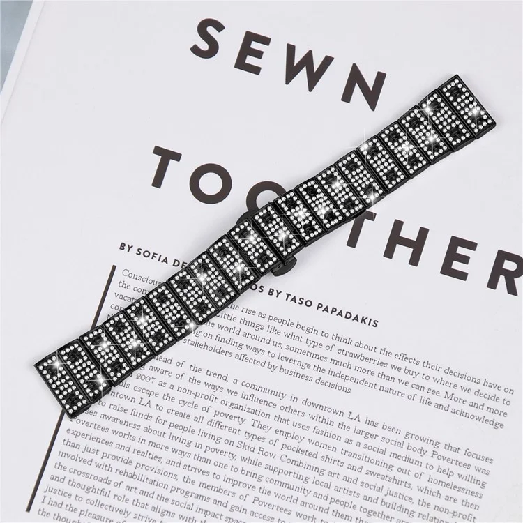 For Xiaomi Watch Color 2 Band Alloy Metal Rhinestones Decor Watch Strap with Butterfly Clasp - Black