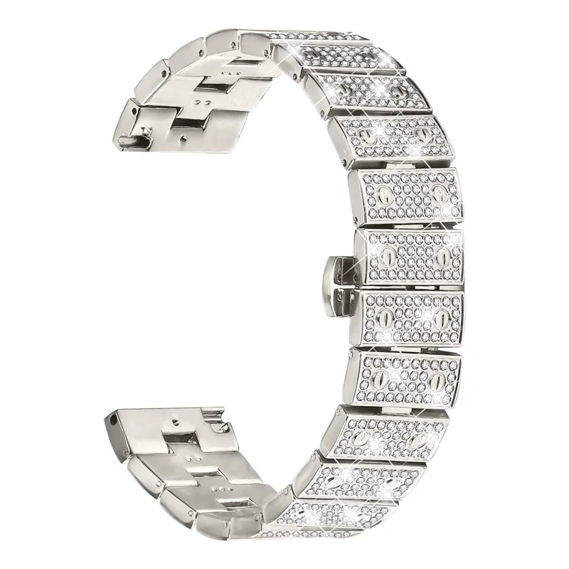 For Garmin Venu 2 Watch Band Alloy Metal Rhinestones Decor Strap with Butterfly Clasp - Starlight