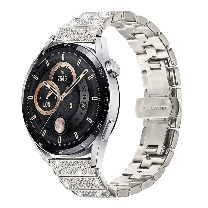 For Garmin Venu 2 Watch Band Alloy Metal Rhinestones Decor Strap with Butterfly Clasp - Starlight