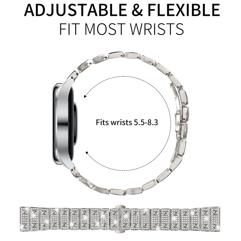 For Garmin Venu 2 Watch Band Alloy Metal Rhinestones Decor Strap with Butterfly Clasp - Starlight