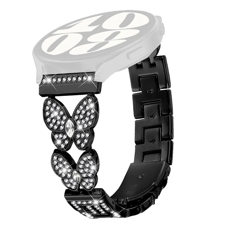 Per Huawei Watch Ultimate Band Butterfly Rhinestones Decor Alloy Metal Watch Strap - Nero