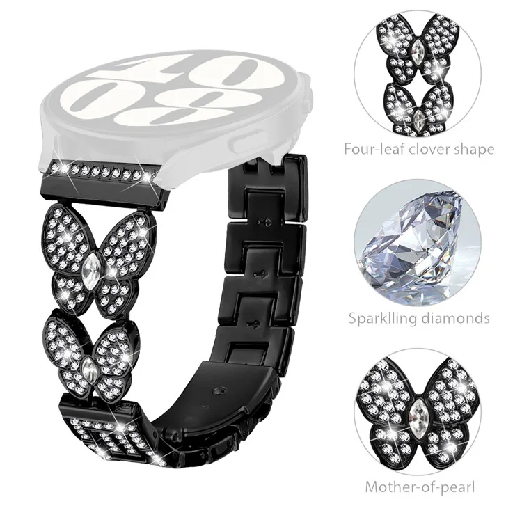Per Huawei Watch Ultimate Band Butterfly Rhinestones Decor Alloy Metal Watch Strap - Nero