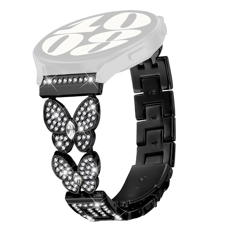For Honor Watch Magic Band Butterfly Rhinestones Decor Alloy Metal Watch Strap - Black
